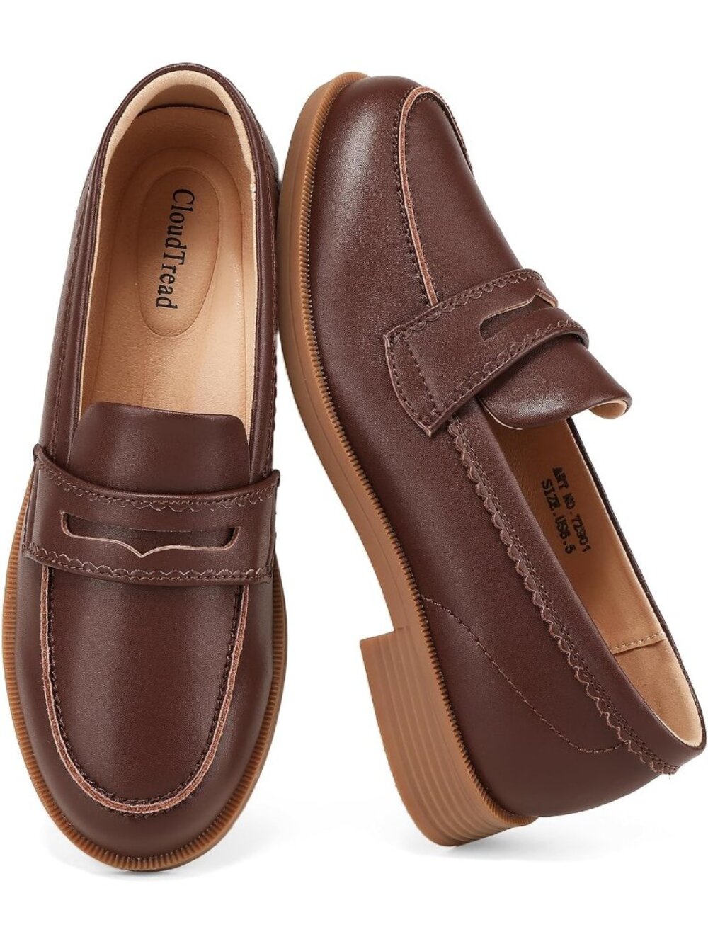Women's Coffee Leather Comfortable Lightweight Moccasins Loafer & Slip-Ons Shoes